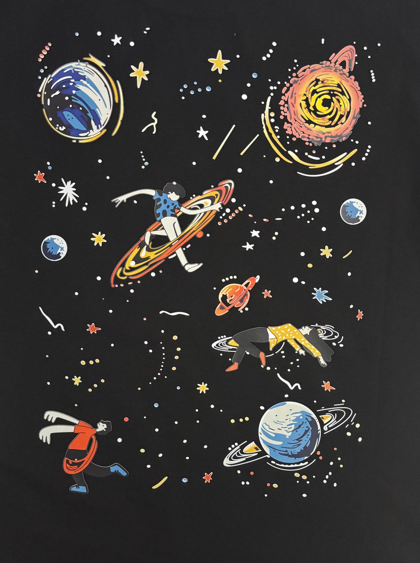 Black Cosmic Blaze Graphic Printed Oversized T-Shirt